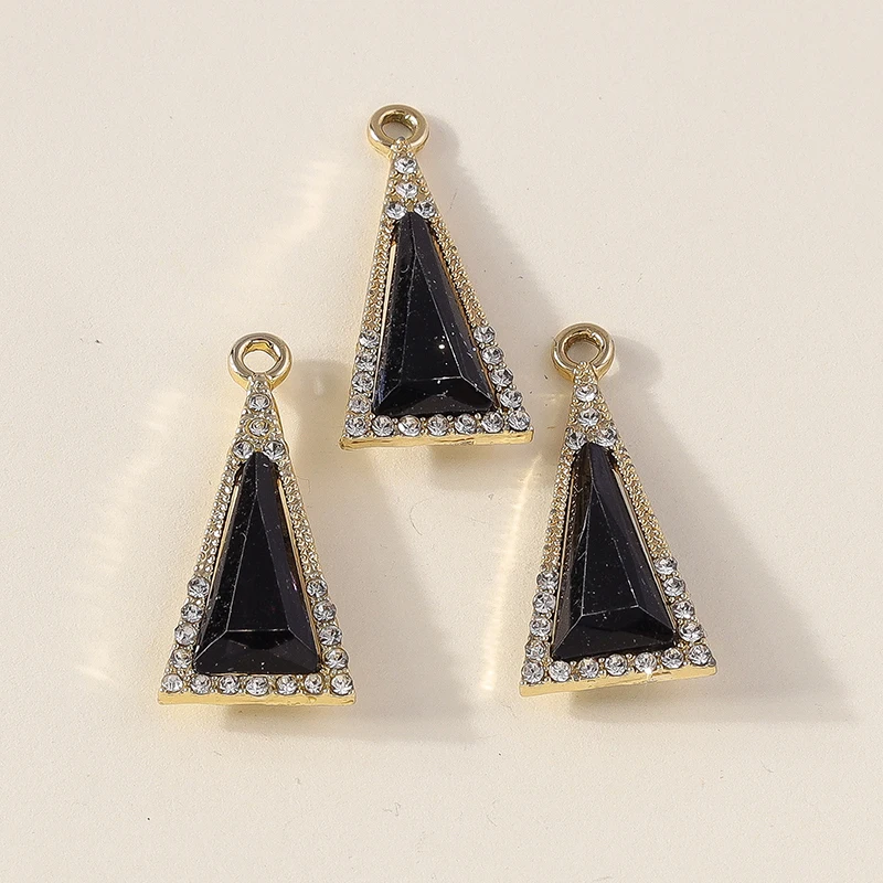 Leslie 10pcs 12*28mm New Delicate Colorful Triangle Crystal Charms for Earring Bracelet Necklace Pendants DIY Jewelry Making