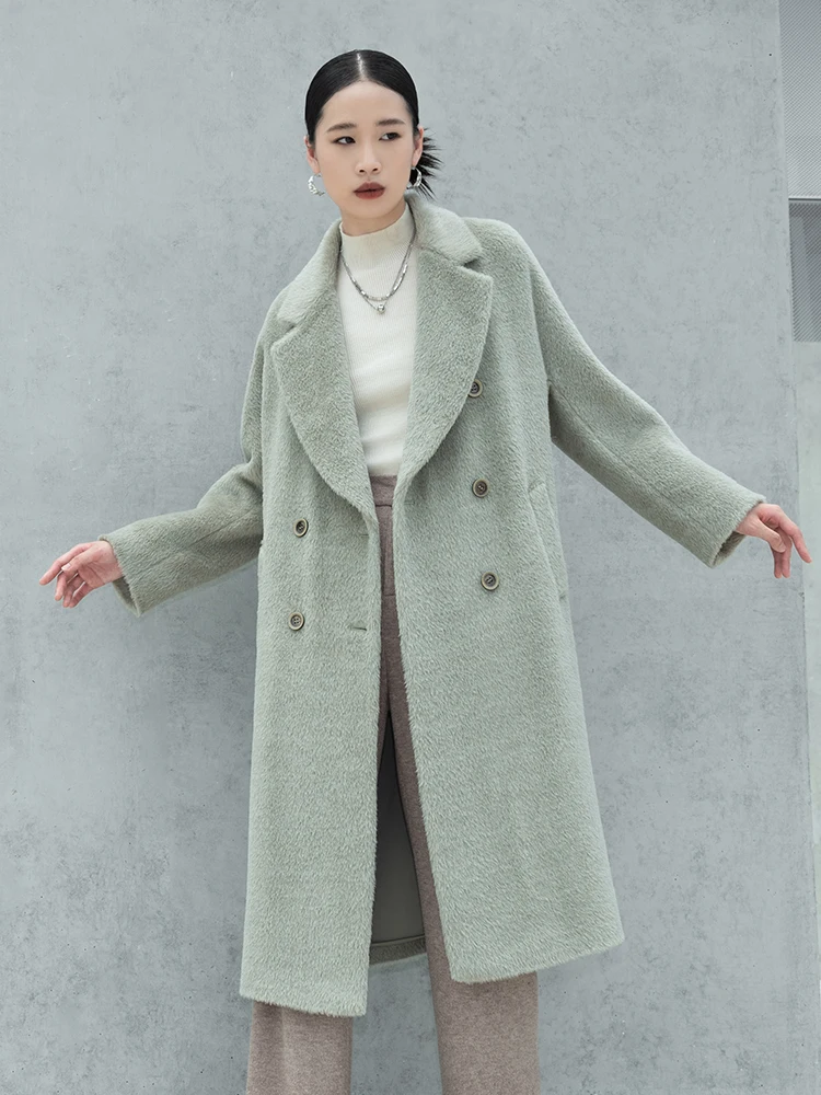 

Ele ey een, длинное шерстяное пальто из альпаки, женская верхняя одежда прямого кроя, Poem Dr, осень-зима, новинка Sle для поездок на работу