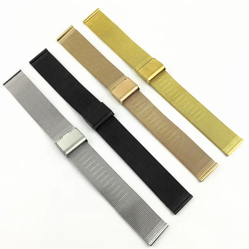 Universal Milanese Loop Strap 18mm 20mm 22mm Silber Metall Edelstahl Quick Release Ersatz Smart Watch Band Armband