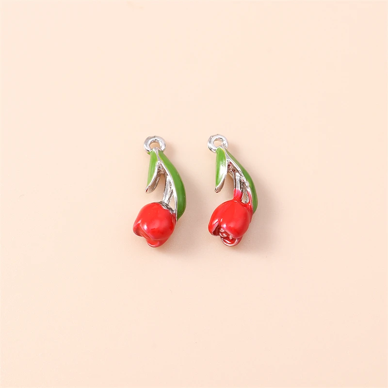 5 Stück 7 x 17 mm niedliche Emaille-Tulpenblumen-Anhänger für die Schmuckherstellung, Ohrringe, Halsketten, Armbänder, Zubehör, DIY-Geschenke – Detail 8