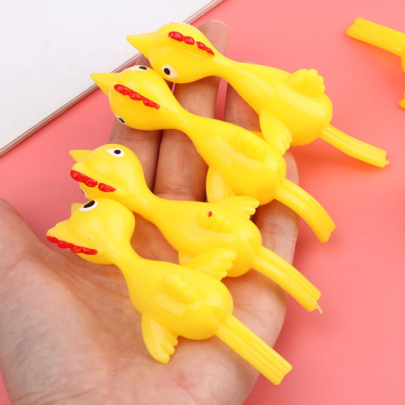 

10PCS Catapult Launch Turkey Slingshot Chick Elastic Flying Finger Sticky Decompression Toy For Birthday Halloween Party Favors