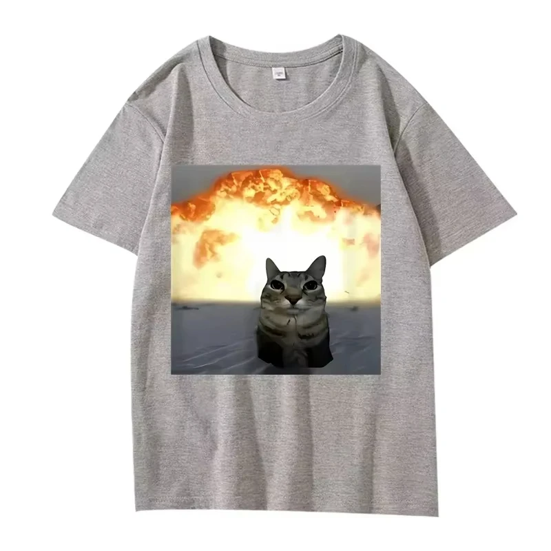 Skurrile Katze Explosion Grafik T Shirt Männer Frauen Lustige Heißer Verkauf Kurzarm Sommer Print Unisex Tops Lustige Kleidung