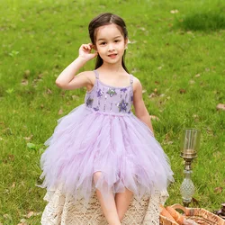 2022 Dress Sleeveless A-line Knee Length Pullover Sweet Lovely Cute Solid Soft Comfortable Fashion Modern Summer Girls Children