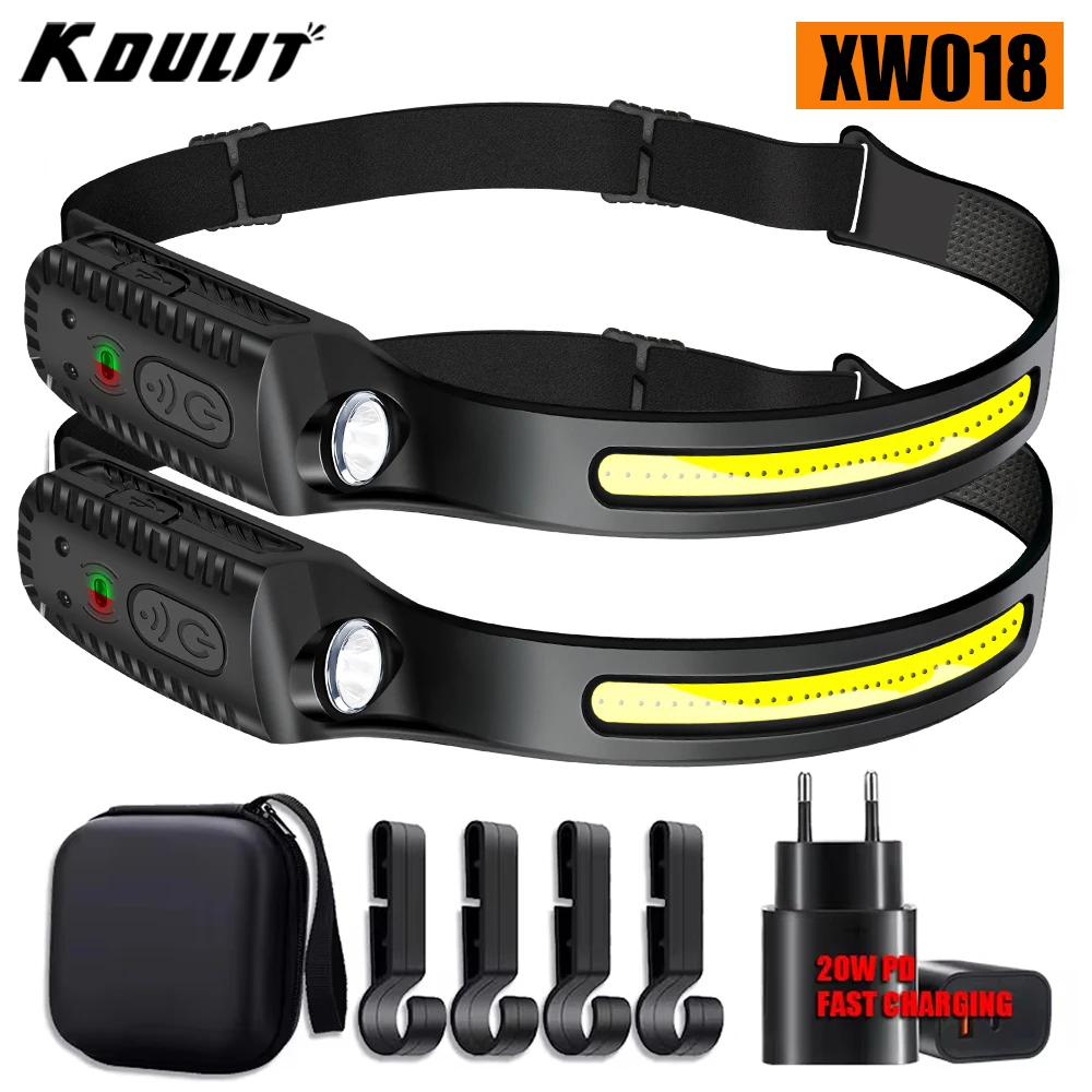 New XW018 Indication LED Headlamp IPX4 Waterproof Headlight Led Head Torch Rechargeable Camping Search Outdoor Fishing Lantern