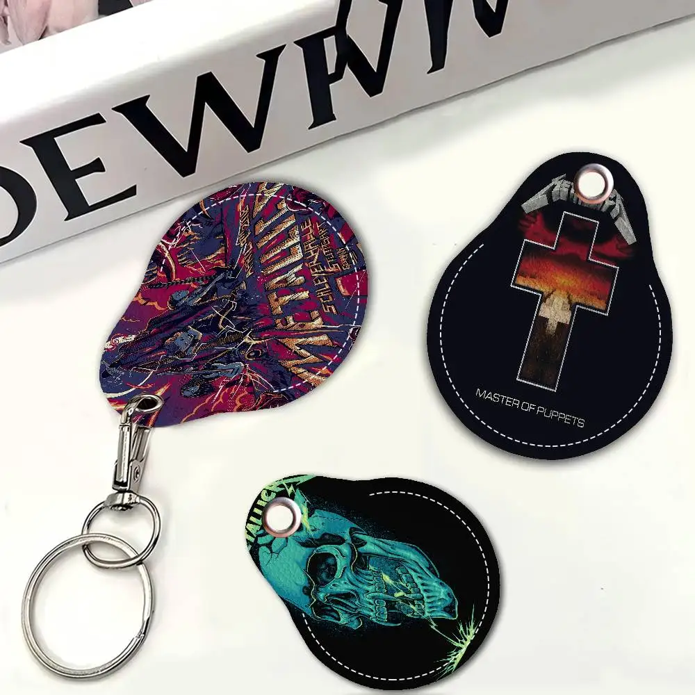 Estuche de PU para llaves de la banda clásica de heavy metal M-Metallica, accesorios antipérdida y anticaída, llavero con anillo a prueba de huellas dactilares