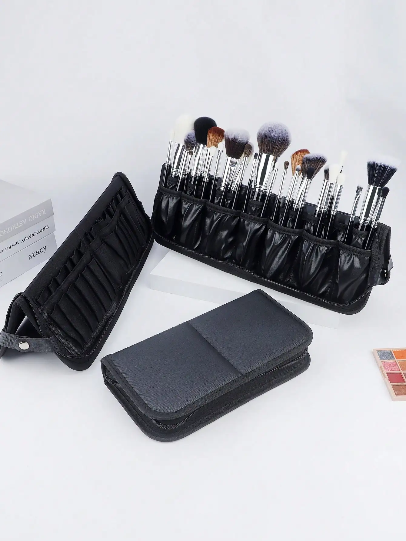 14/23/29-Compartment Makeup Brush Organizer, Upright Makeup Brush Travel Case, Portable Travel Makeup Brush Bag, Handbag