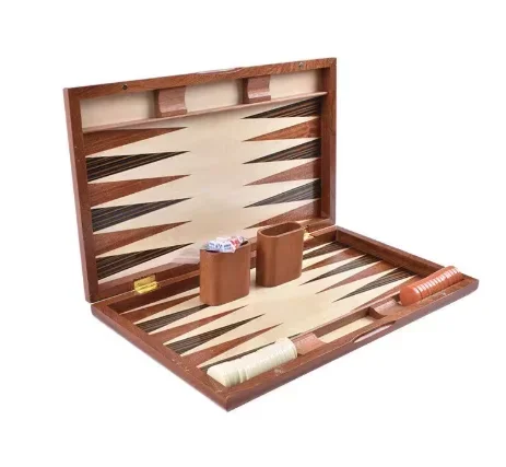 Wooden Backgammon Set, Tabletop Educational Competitive Board Game Toy