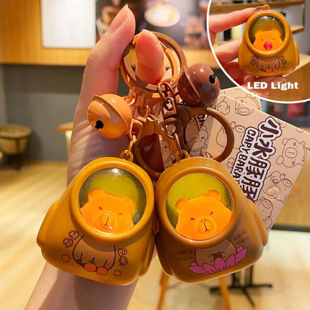 Durable Capybara Capybara Key Chain LED Night Light Cartoon Animal Bag Pendant Key Ring Ornaments