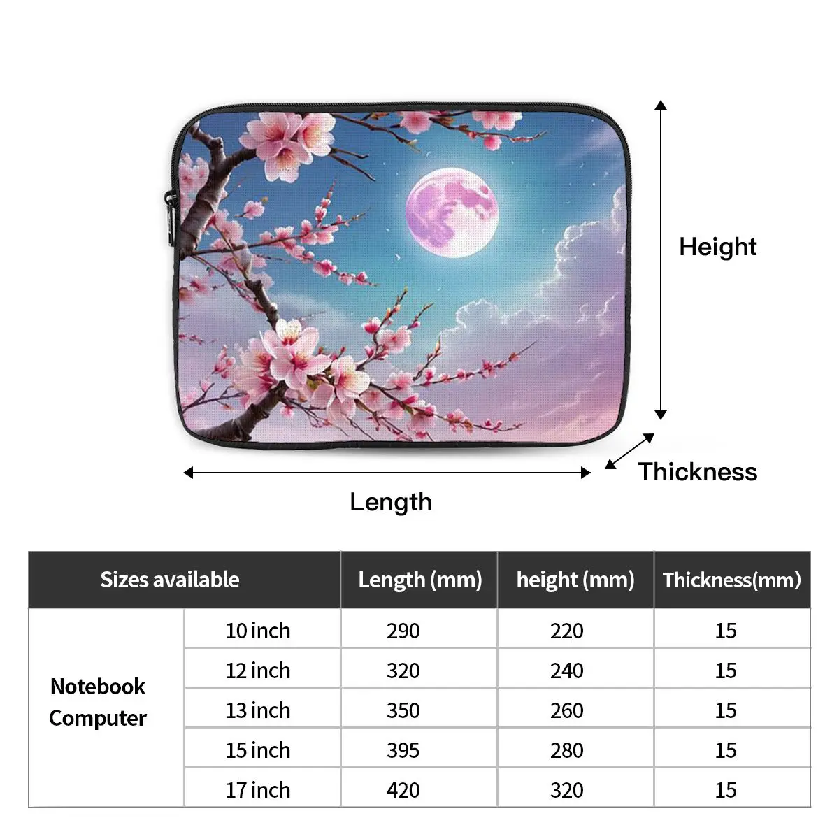 Sakura Cherry Blossom Japanese Flowers Case Pouch 10 12 13 15 17 Inch For Macbook Air Pro Tablet Shockproof Case Bag