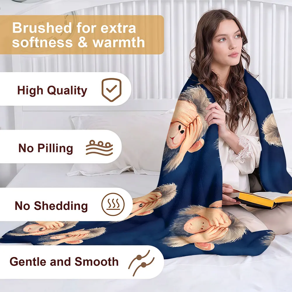 Covered Monkey Soft Warm Flannel Blanket Lightweight Cozy Christmas Halloween Home Decor Room