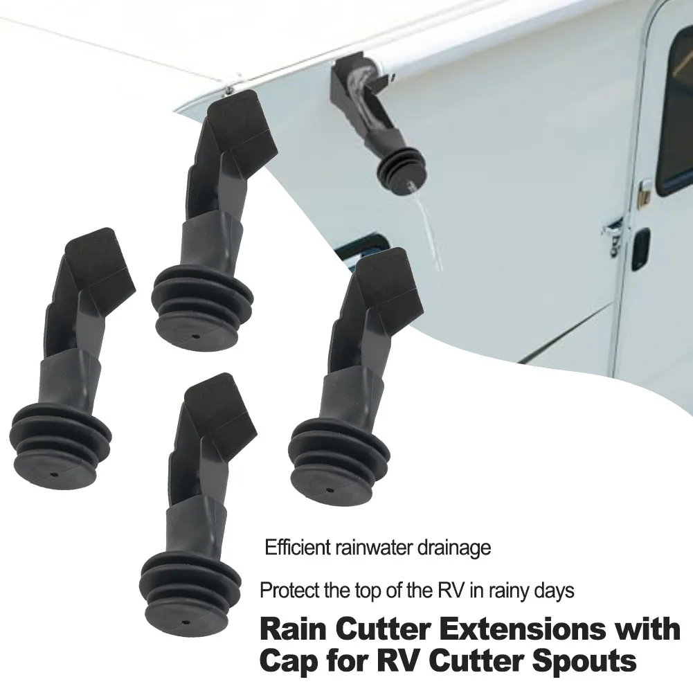 

4 Pcs RV Rain Gutter Spouts With Cap, RV Gutter Spout And Spout Cap Drain Rainwater Tank Protective Cover+Rainwater Tank Kit