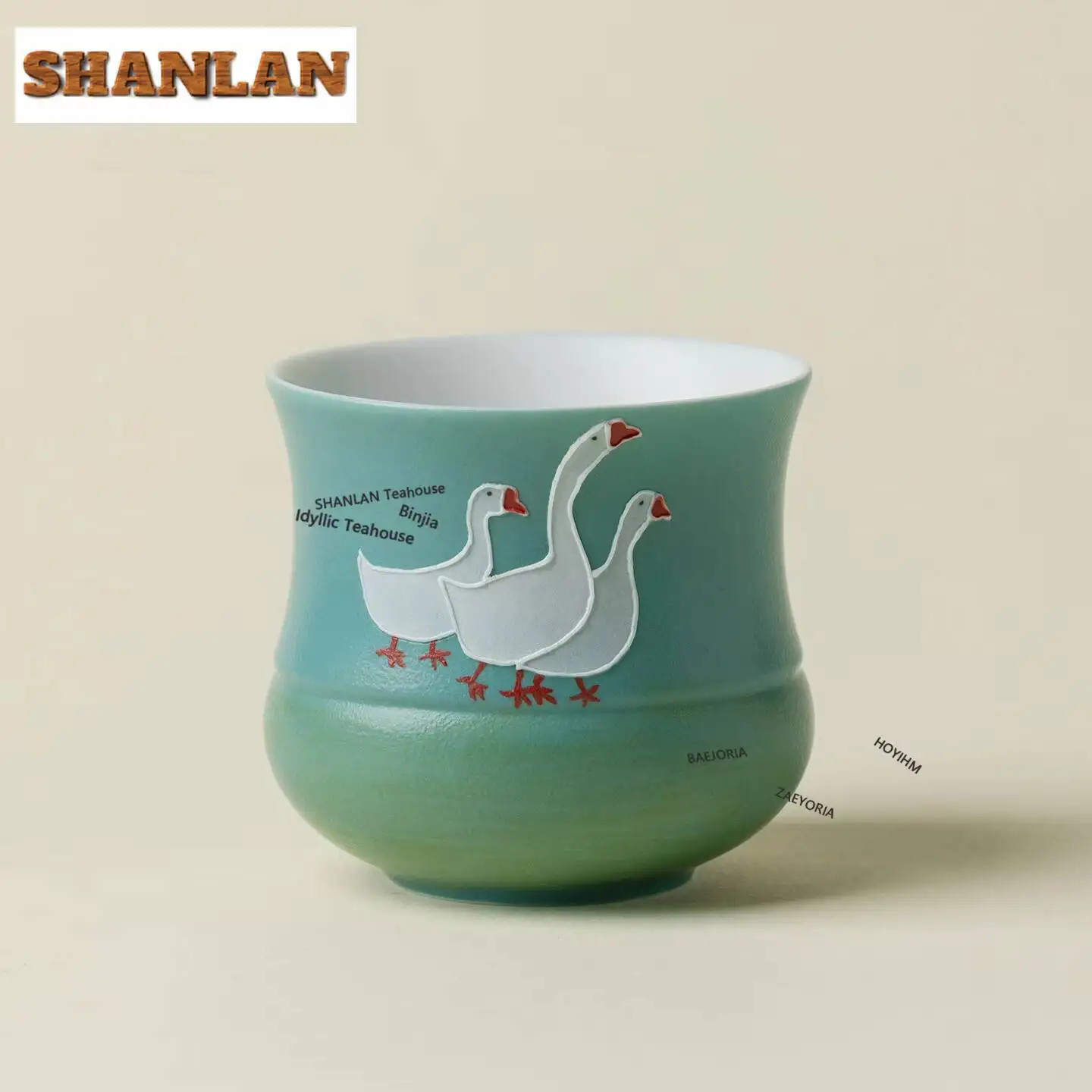 145ml Hand Painted White Goose Teacup Elegant Tea Bowl Beautiful Tea Cup Tea-tasting Fragrance Cup Chazhan Master Cups For Tea