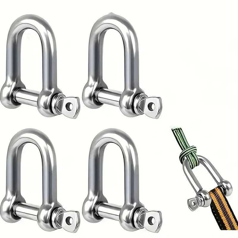 

4-Piece/D-Ring Lock, Metal Alloy Construction Sling, Vehicle Rescue, Trailer Fixation, Suspension Multipurpose Hardware, Outdoor Keychain Buckle/Corrosion Resistant Design