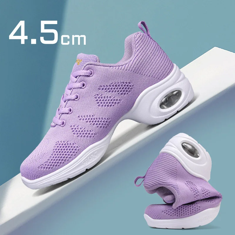 Tênis de dança para mulheres, Sapatos de dança jazz para mulher, Mesh Modern Dance Shoes para senhoras, característica esportiva feminina