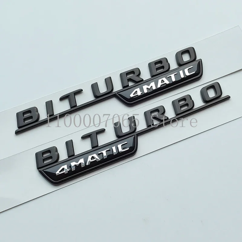 2017 Matte Black Flat Turbo V12 V8 Biturbo 4matic Plus ABS Emblem Car Fender Side Nameplate Logo Sticker