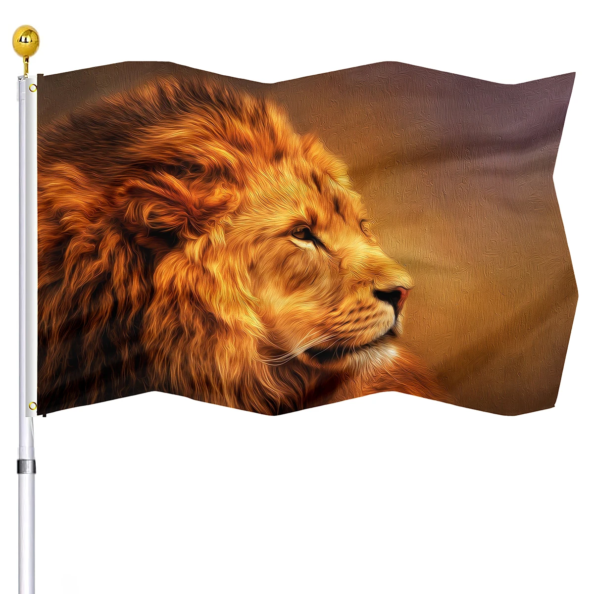 Lion Flag Vivid Color Ink Painting Double Stitched Flags Home Indoor Party Outdoor Decor Yard Flags Banners with Brass Grommets