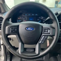 Custom Anti-Slip Microfiber Leather Car Steering Wheel Cover For Ford F-150 F-250 F-350 F-450 F-550 F-600 F-650 F-750 2015-2021