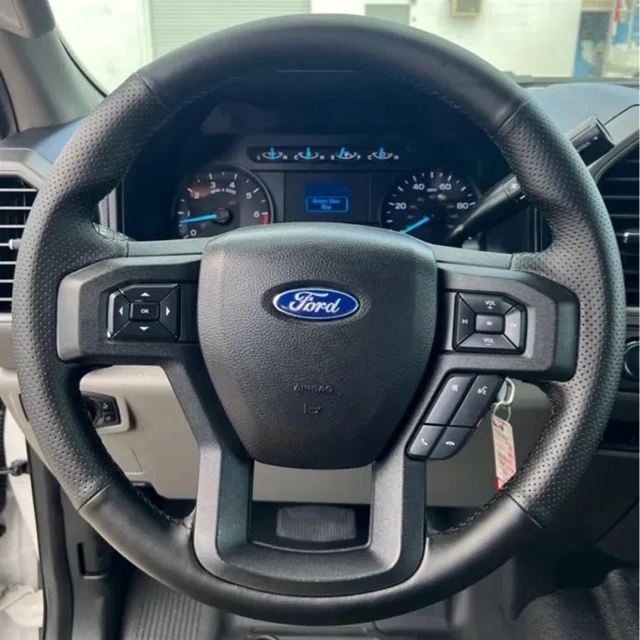 Niestandardowy antypoślizgowy skórzany pokrowiec na kierownicę z mikrofibry do Forda F-150 F-250 F-350 F-450 F-550 F-600 F-650 F-750 2015-2021