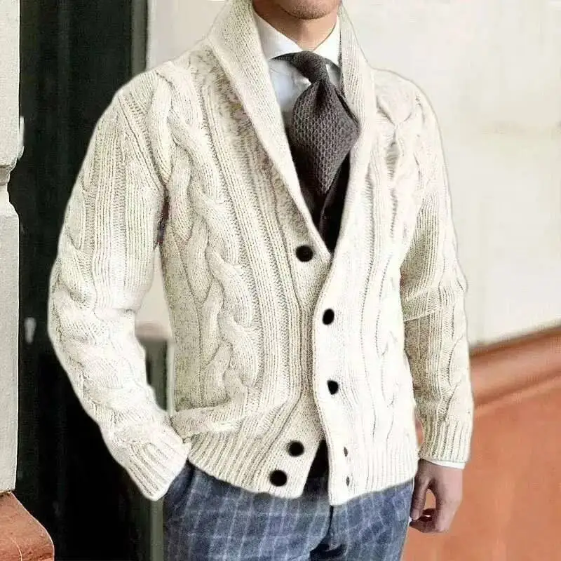 2026 Winter Knitted Cardigan Stand Collar Long Sleeve Men's Autumn Sweater Coat Casual Warm Jacket Outdoor
