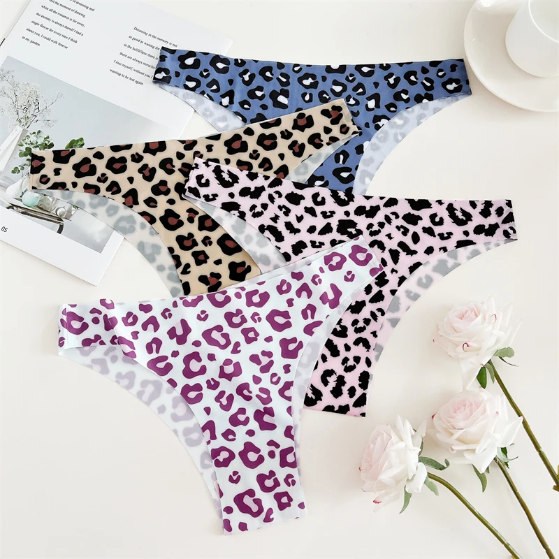 3Pcs Ultra-thin Seamless Underwear Women\'s Panties Sexy Graphic Print Brazilian Pants Female Low-Waist Stretch Briefs Lingerie