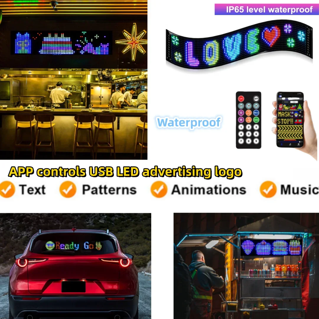 

5V USB Waterproof LED Matrix Pixel Panel DIY Scrolling Bright Advertising LED Signs LED Car Sign Display Screen Store Hotel Bar