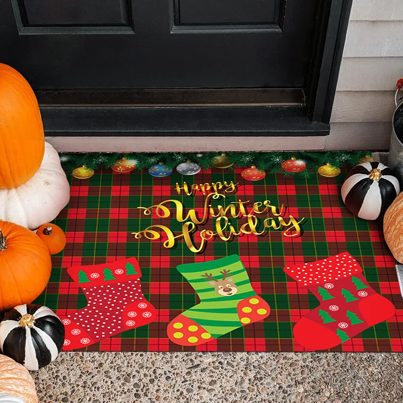 

2024 Navidad Christmas Non-slip Floor Mat Durable Welcome Doormat Outdoor Indoor Entrance Rug Welcome Door Mat Washable Family