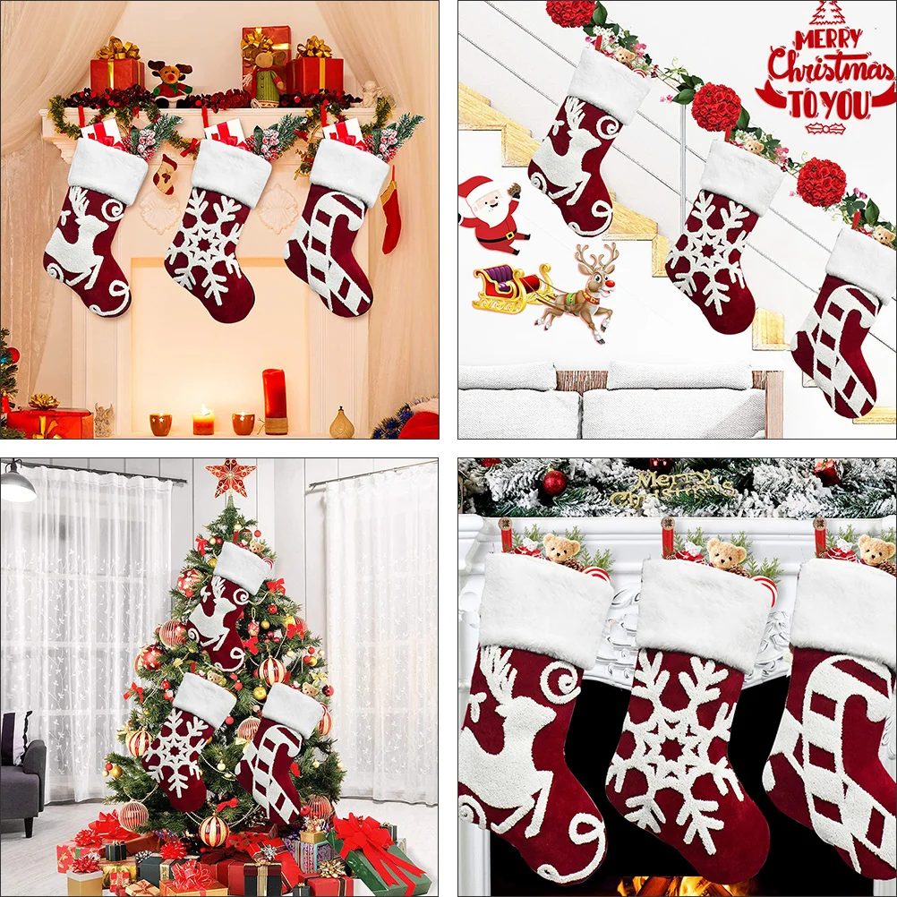 

1pc Christmas Stocking Decor Cartoon Hanging Gift Socks For Candy Small Presents Xmas Tree Decoration Party Holiday Diy