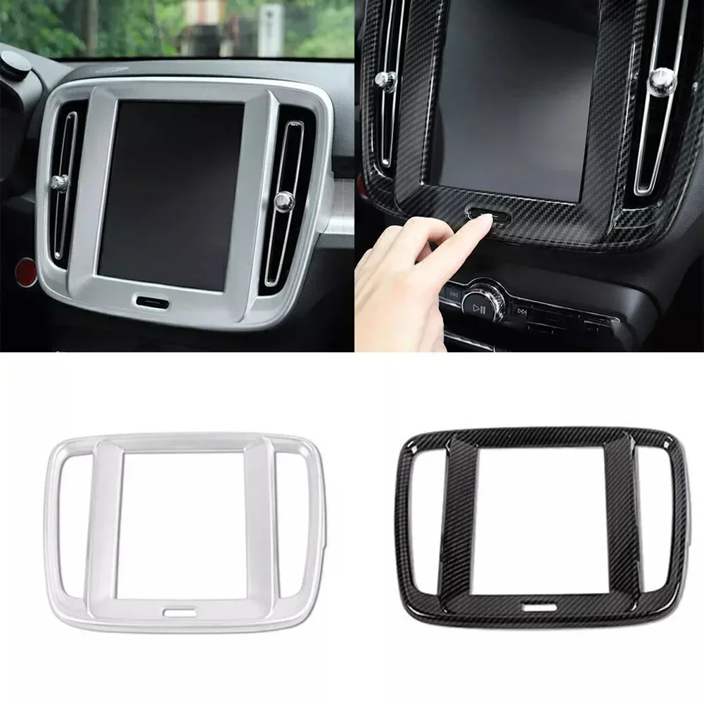 

Car Interior Center Console Navigation Frame Cover Trim For Volvo XC40 2018-2021 Carbon Fiber Printed / Matte Silver Sticker