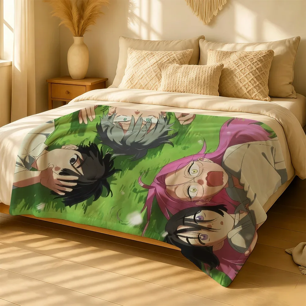 Cute Anime Girl Friends Group Portrait Throw Blanket for Nursery Bedding Cozy Gift