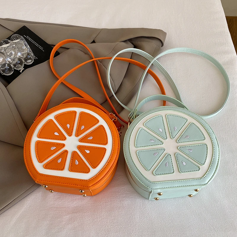 

Fashion Funny Creative Designer Women Lemon Shaped Handbag Messenger Purse Cute Fruit Style Round Shape Crossbody Bags for Girls