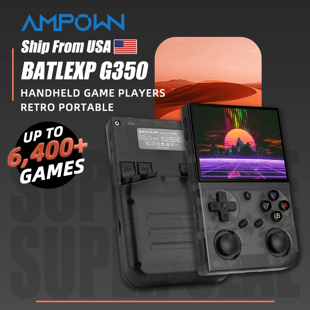 

AMPOWN BATLEXP G350 Handheld Game Players 3.5 Inch IPS Portable Mini Console Retro Video Game Consolas 3200mAh Linux 64-Bit WIFI