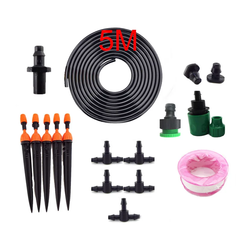 

5M Watering System Automatic Drip Irrigation Hose Connector 4/7mm Water Sprinklers Plant flowers Garden Tools Cooling System