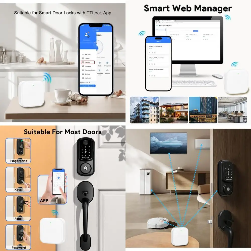 

Умный дверной замок с автоматической блокировкой и ручкой, совместимый с Alexa, черный