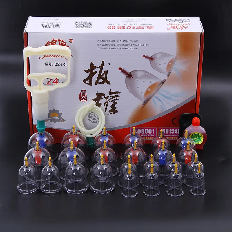 

24Pcs Vacuum Cupping Therapy Set Chinese Cupping Cup Pull Out Vacuum Massager Cups Massage Cans Health Care Body Acupuncture