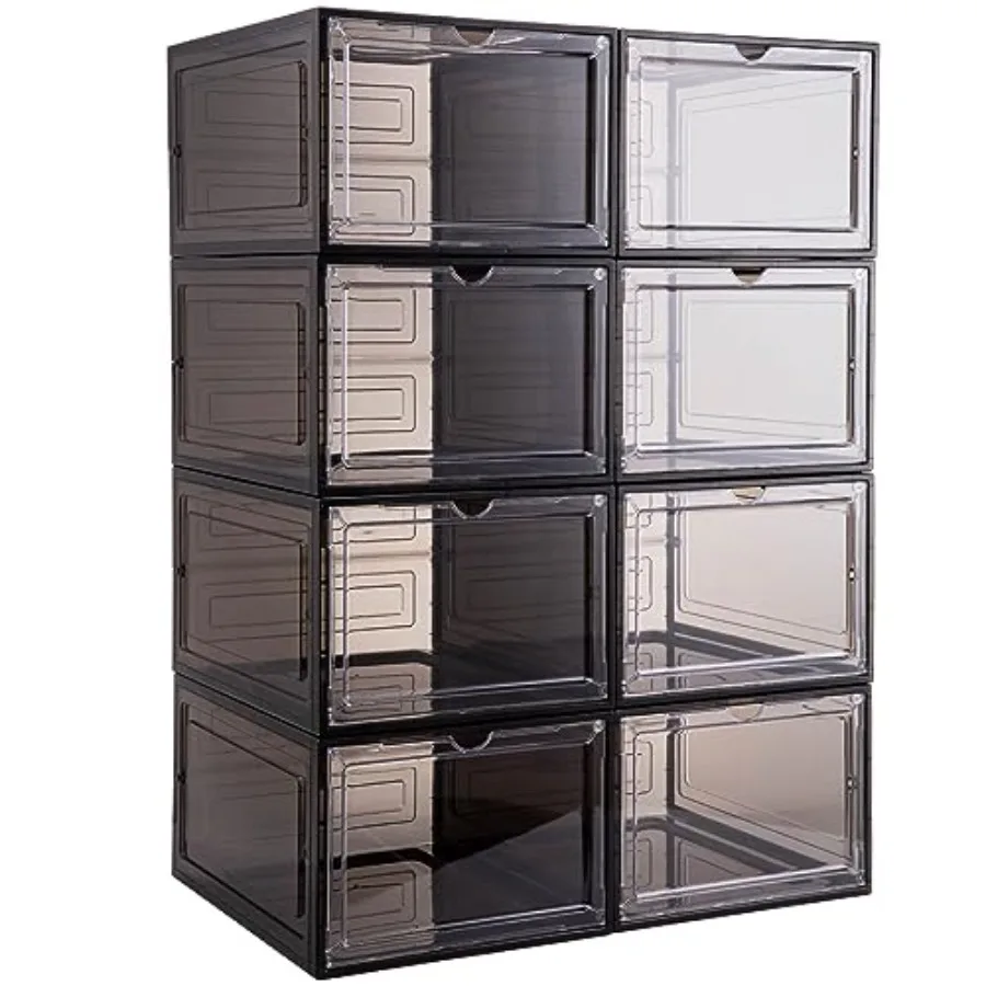 

Upgrade Harder Solid Plastic Hat Organizer for Baseball Caps 8 Pack Stackable Hat Storage Box with Clear Magnetic Door Hat Rack