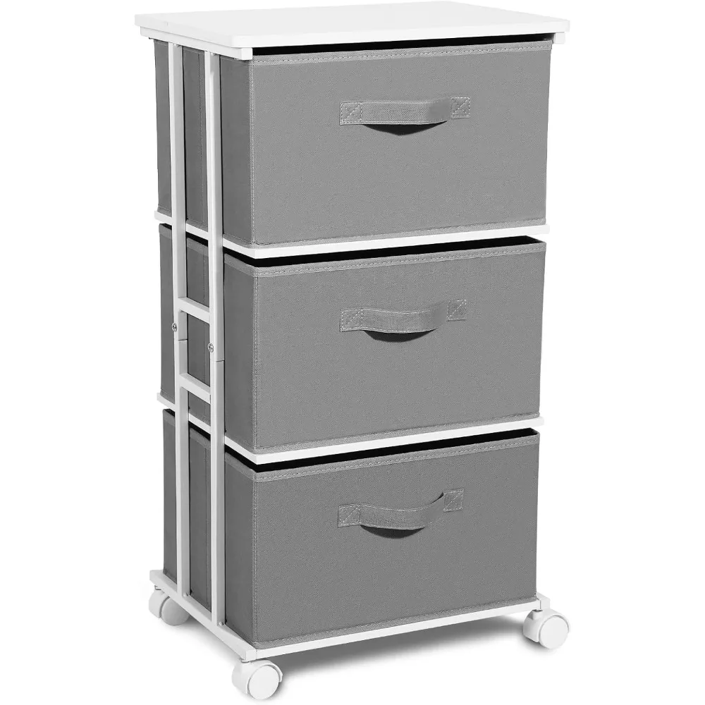 

Dresser Tower with 3 Drawers, Wood Top & Vertical Storage Dresser, Bedroom Fabric Dresser Drawer Organizer Unit