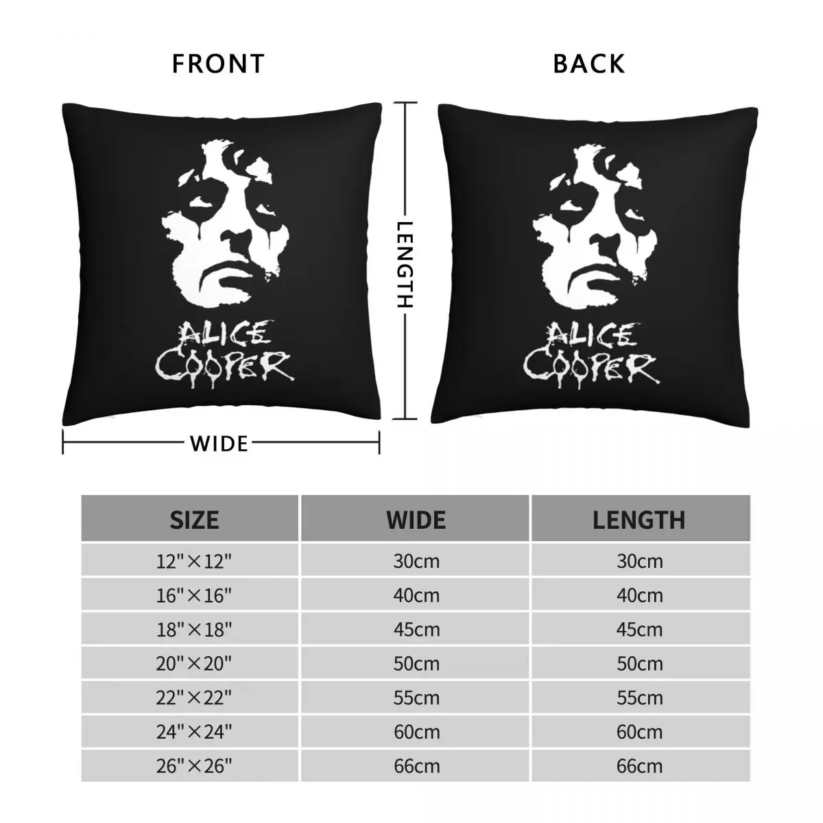 ALICE COOPER Square Pillowcase Polyester Linen Velvet Pattern Zip Decor Throw Pillow Case Sofa Cushion Cover