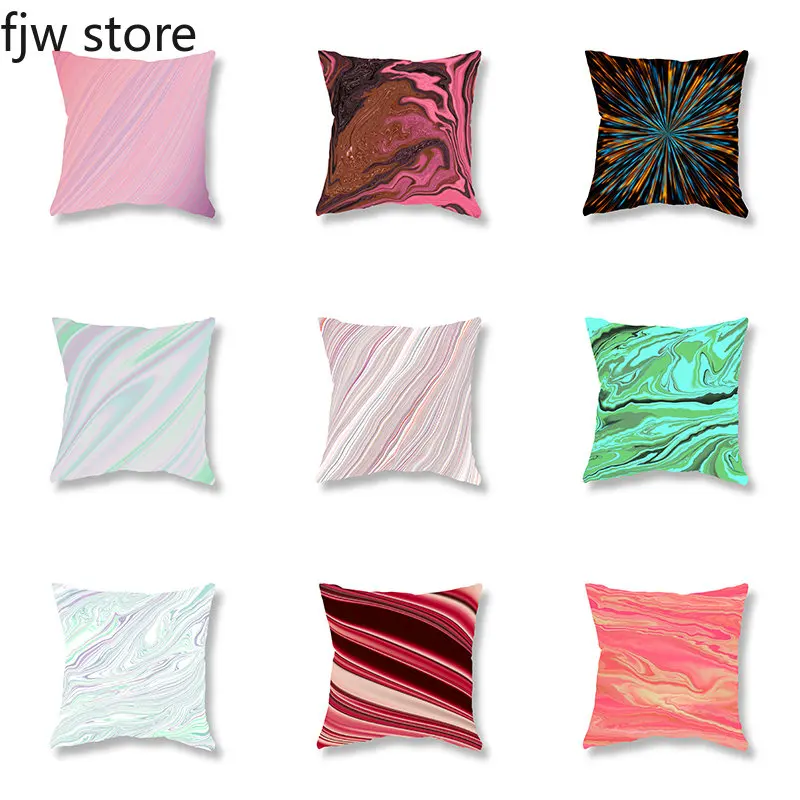 

New Fashion Throw Pillow Cover Colorful Psychedelic Geometric Stripe Sofa Decor Room Chair Cushion Home