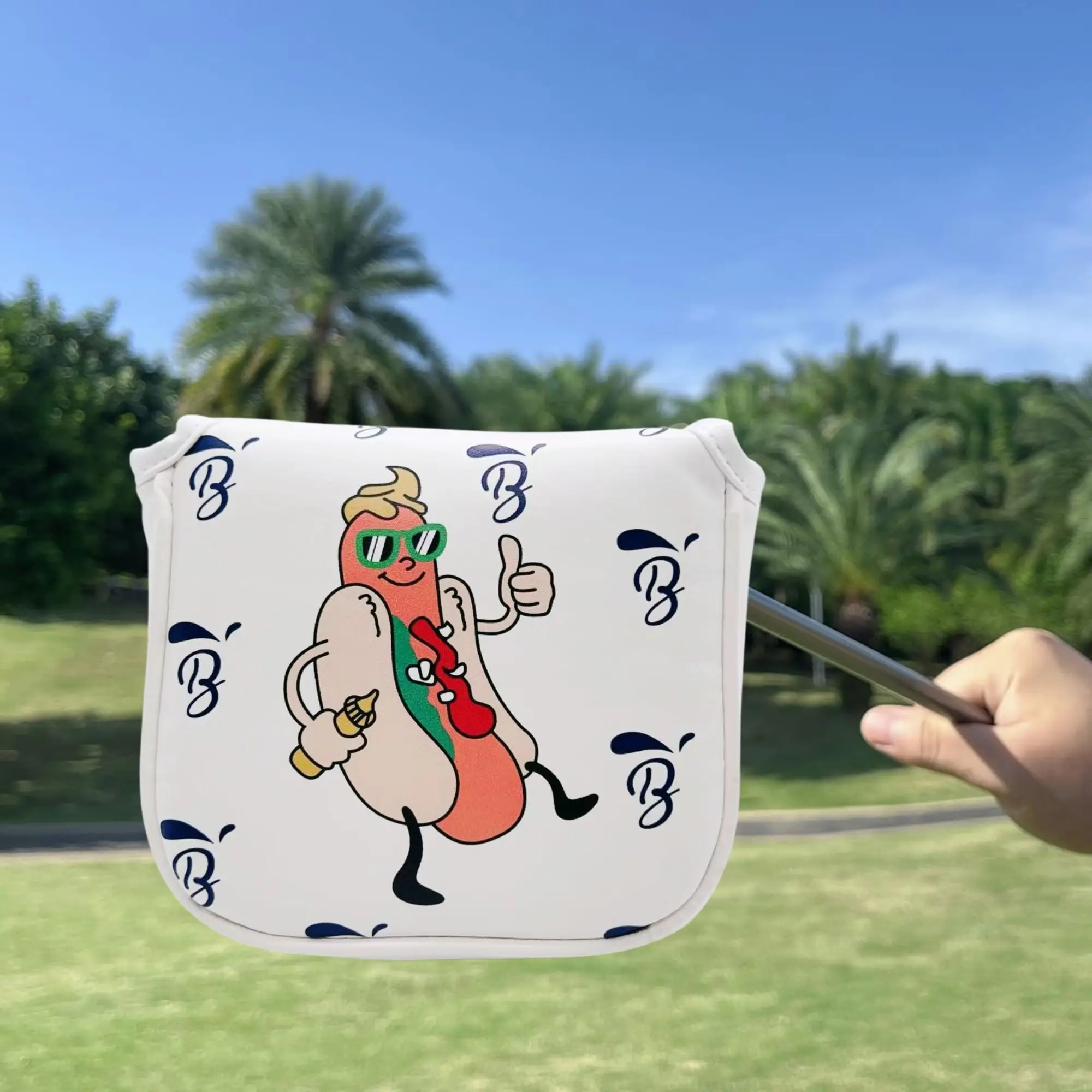Funny Golf Mallet Putter With Hot Dog Design Cover Golf Putter Cover Golf Accessories for Men Golfers Dad Christmas Gift
