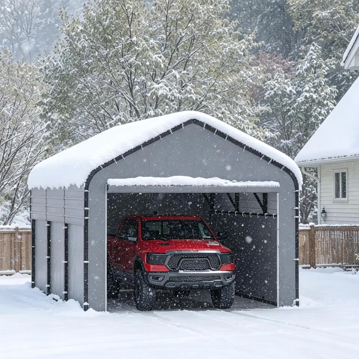 10x16 Heavy‑Duty Metal Carport with Removable Sidewalls, All‑Weather Car Canopy, Snow & Wind Resistant, for Cars,, Customized