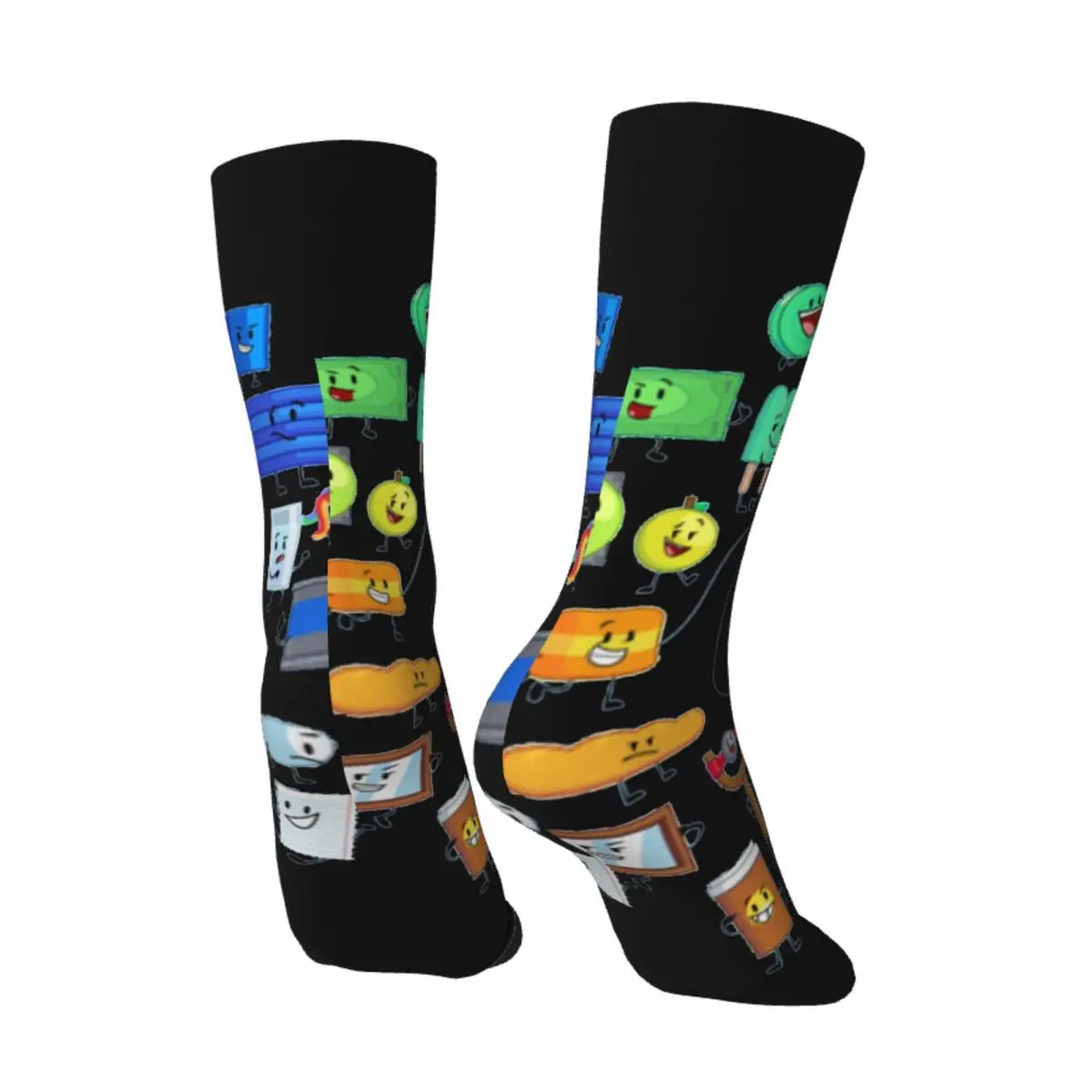 Hip Hop Retro Characters Crazy Men's Socks Unisex Battle for Dream Island BFDI 4 and X Harajuku Pattern Printed Crew Sock Gift