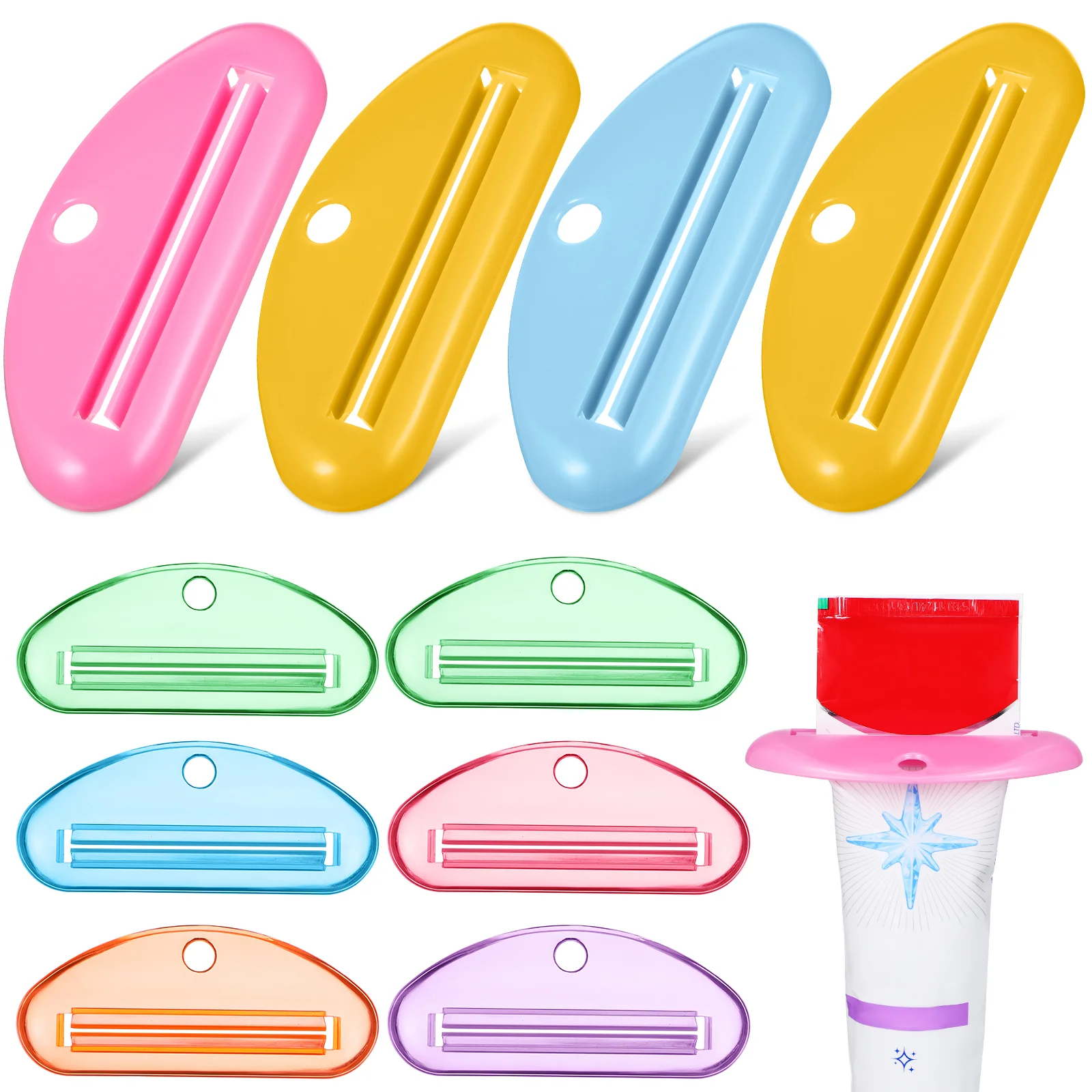 

10 Pcs Mixed Color Toothpaste Squeezer Tube Rollers For Extruder Simple Dispenser Clip Household