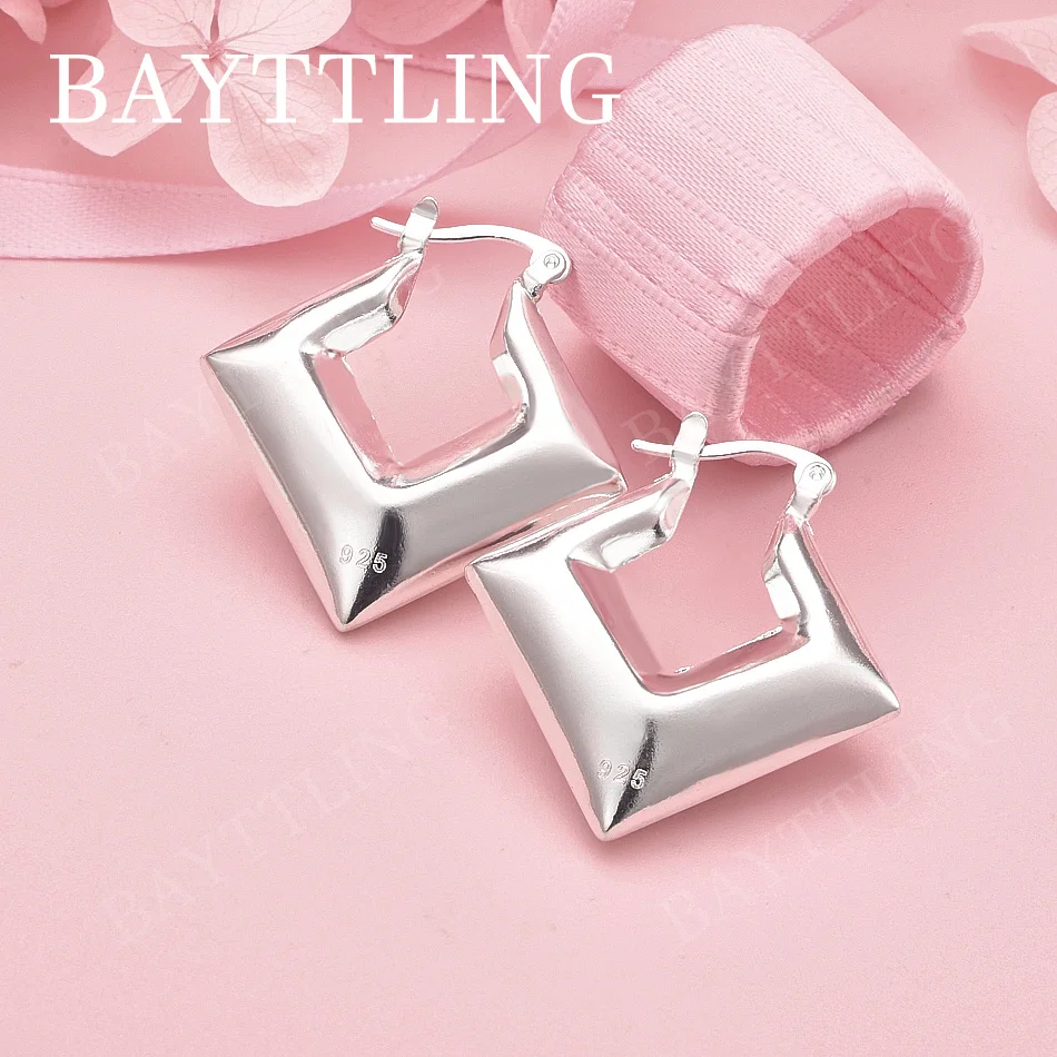 

Роскошные изысканные квадратные серьги из стерлингового серебра 925 пробы 30 мм для женщин, очаровательные свадебные украшения, модные аксессуары