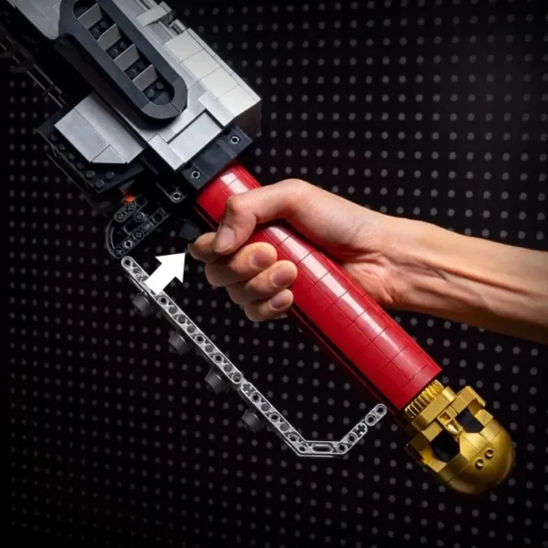 1818 pçs modelo de espada de corrente elétrica blocos de construção moc motosserra ligação armas de energia montagem tijolos brinquedo para crianças presente aniversário