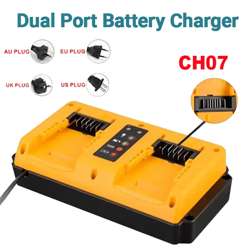 

Portable Dual Ports Charger For Dewalt 14.4V-18V Lithium Battery Rechargeable DCB207 DCB206 DCB204 DCB203 Fast Charger