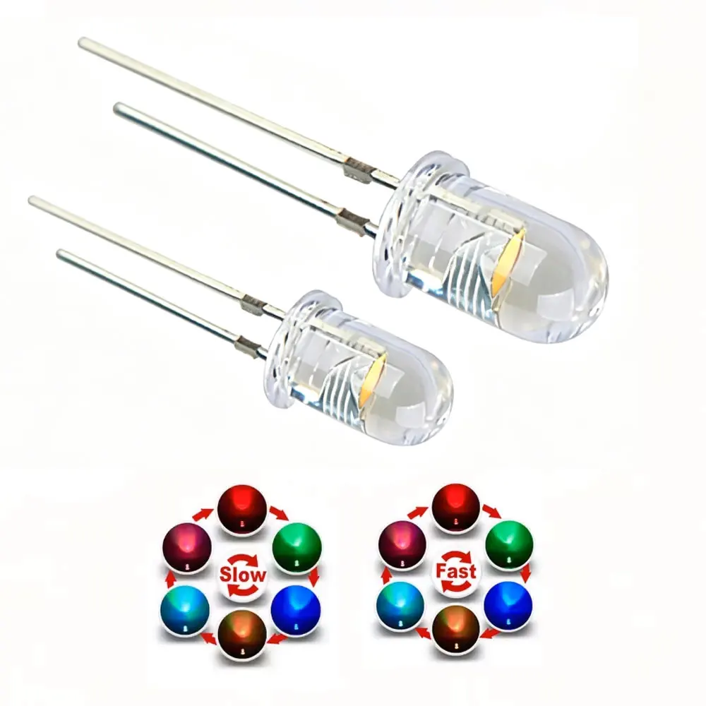 50PCS F3 F5 3MM 5MM RGB 7 color Fast flash/Slow flash LED light-emitting diode (LED) 3mm RGB 7 color fast flash LED Slow flash