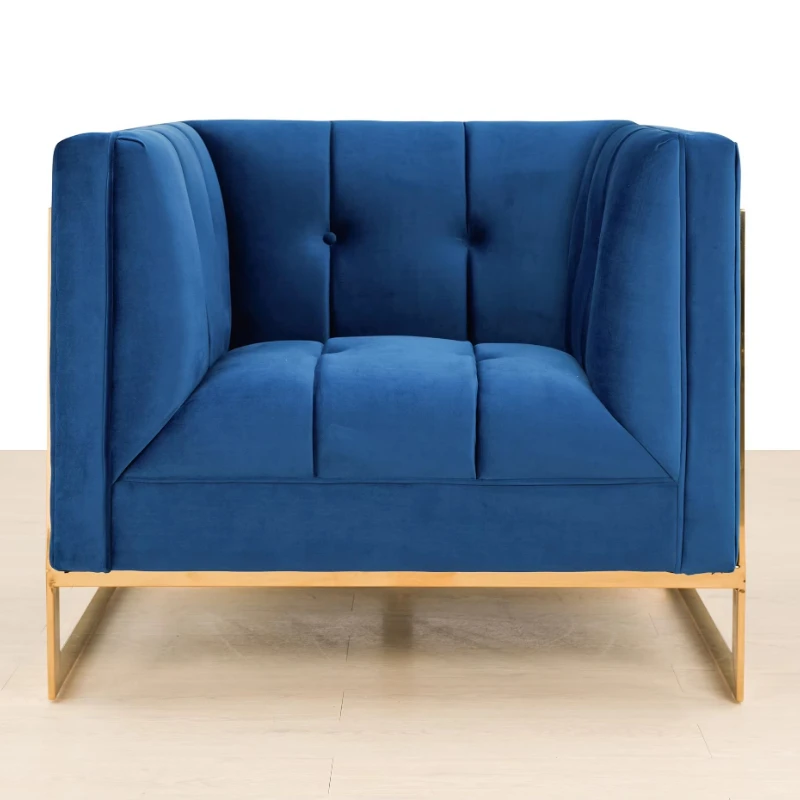 Velvet Gold Stainless Steel Base Accent Chair Modern Luxury