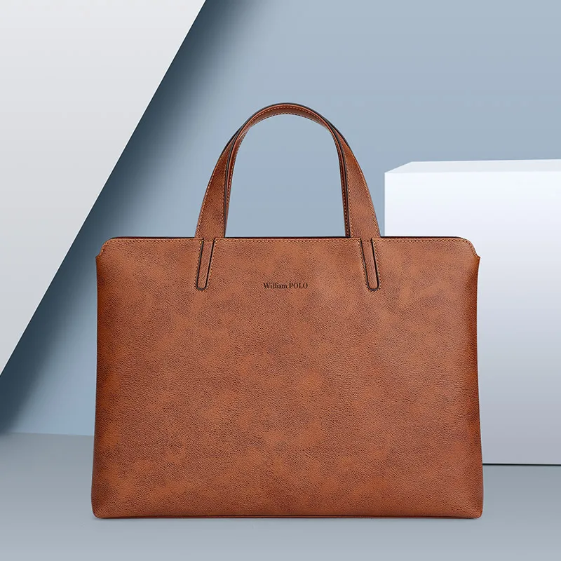 Maleta de couro genuíno masculina, bolsa de computador elegante, bolsa de ombro personalizada estilo retrô