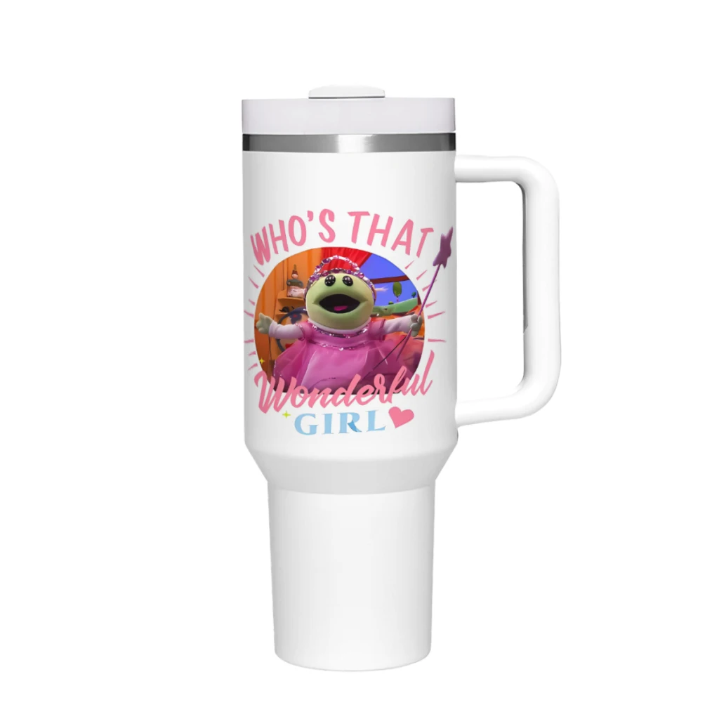 Nanalan Who's That Wonderful Girl - Kids' Show Monster Fun! Coffee 40 oz Tumbler with Handle and Straw Lid,Stainless Steel