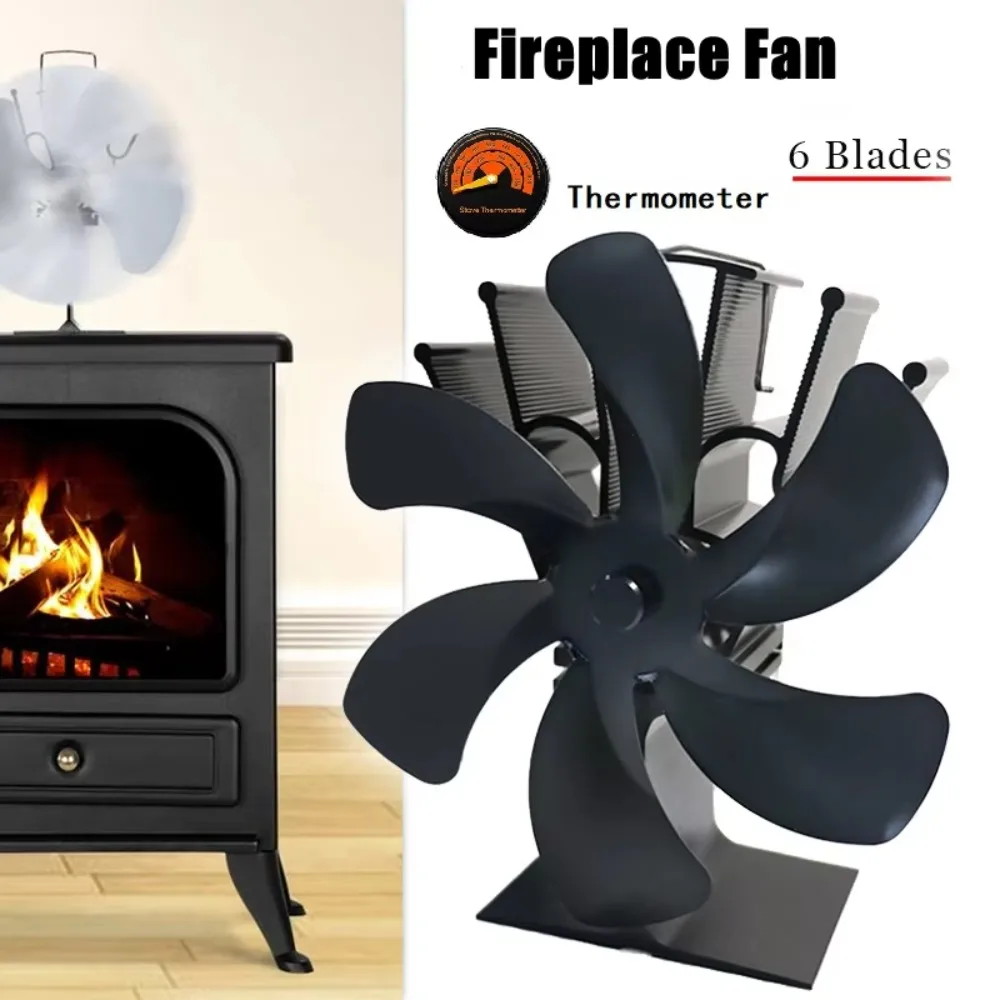 

Eco Friendly 6-Blade Fireplace Fan Circulation High-temperature Heat Powered Fan Heat Distribution Home Efficient Stove Fan Home